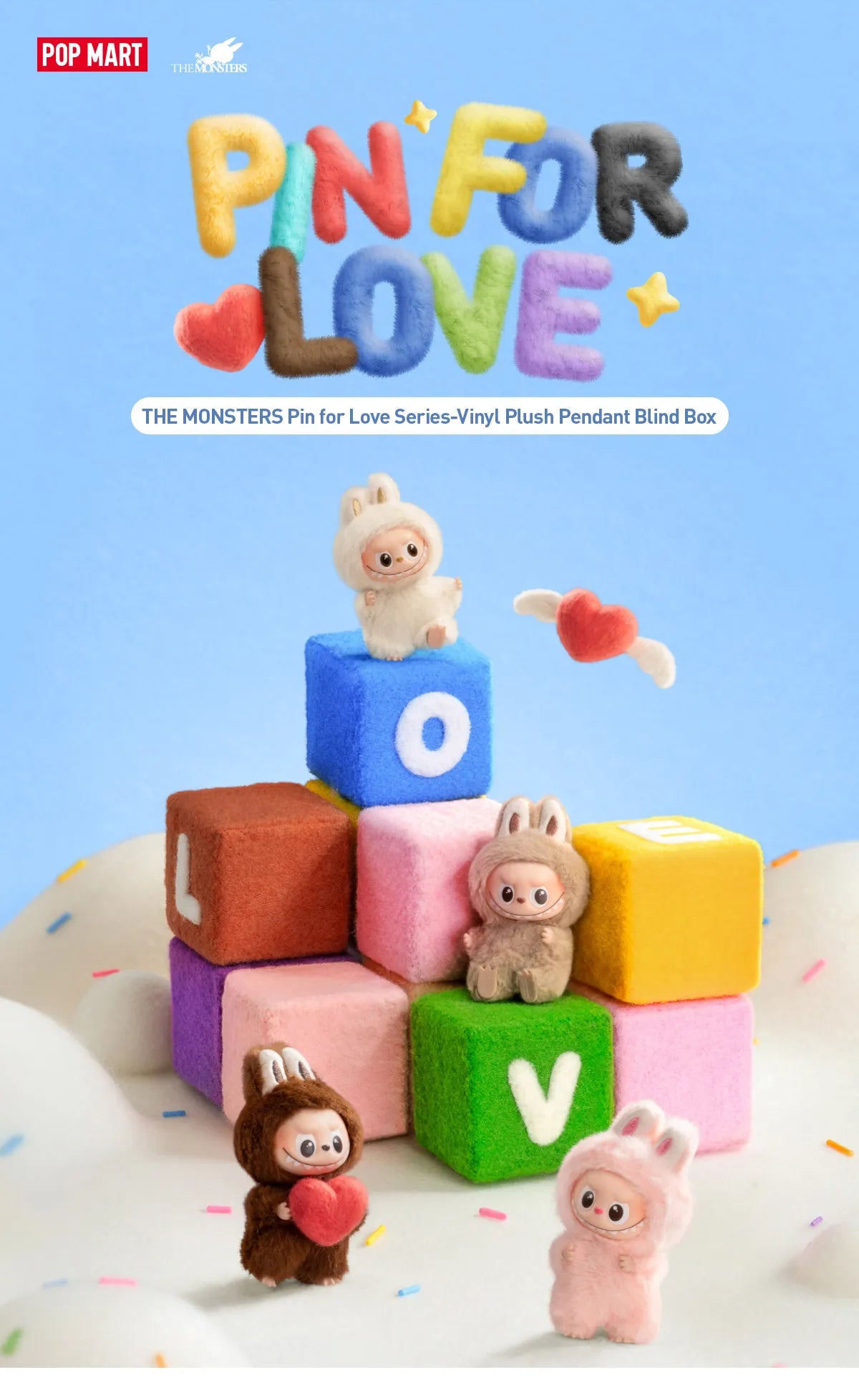 THE MONSTERS Pin for Love Series-Vinyl Plush Pendant Blind Box/IN STOCK NOW