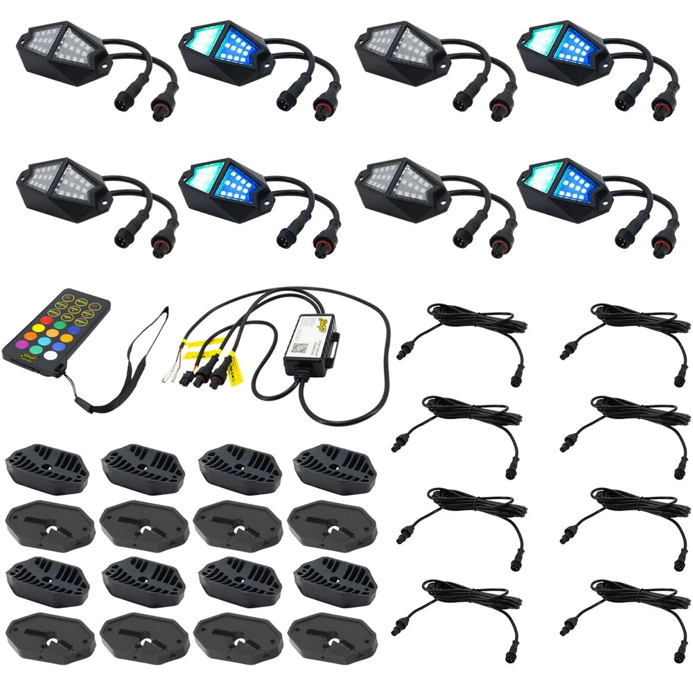 STINGER 8-WAY EXPANDABLE DYNAMIC RGB ROCK LIGHT KIT  SKU: SPXDK8