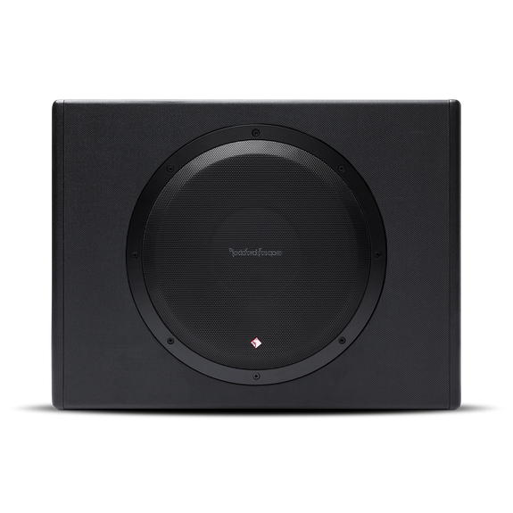 ROCKFORD FOSGATE P300-12 Punch Single 12" 300 Watt Amplified Subwoofer  Front View of Enclosure IN STOCK NOW