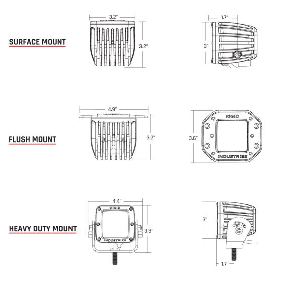Rigid Industries - 522313 - D-Series PRO Specter Diffused Heavy Duty Black 2 Lights