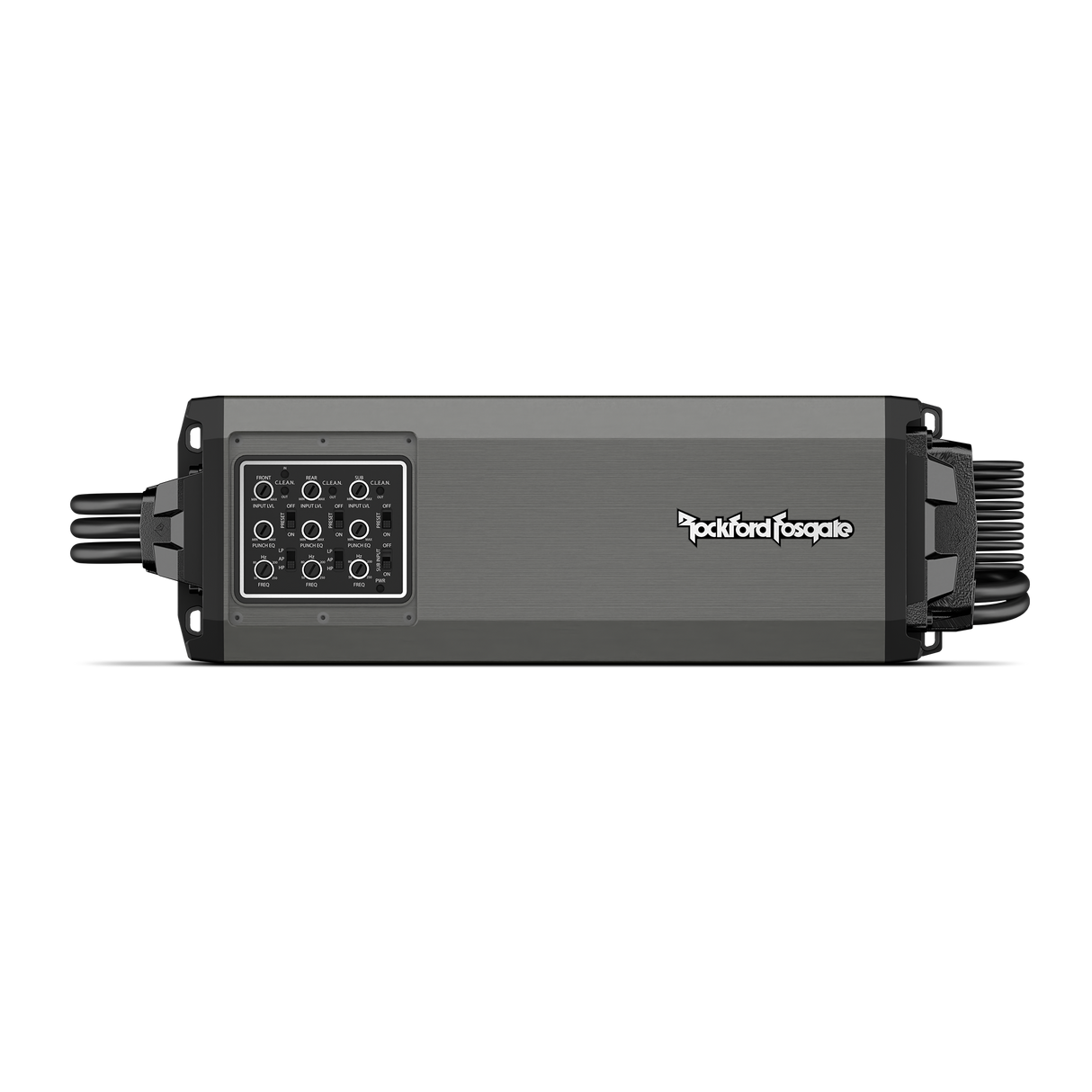 Rockford Fosgate  1,500 Watt 5-Channel IPX6 Element Ready™ Amplifier M5-1500X5 Amplifier Front View with Protective Cover Installed